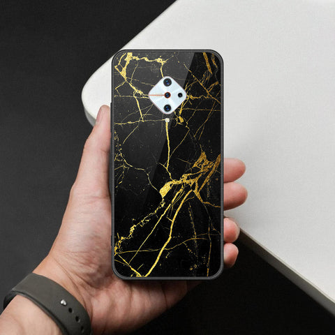 Vivo Y9s Cover - Black Marble Series  - HQ Ultra Shine Premium Infinity Glass Soft Silicon Borders Case