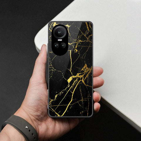 Oppo Reno 10 Pro Cover - Black Marble Series  - HQ Ultra Shine Premium Infinity Glass Soft Silicon Borders Case
