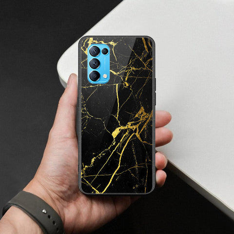 Oppo Reno 5 5G Cover - Black Marble Series  - HQ Ultra Shine Premium Infinity Glass Soft Silicon Borders Case