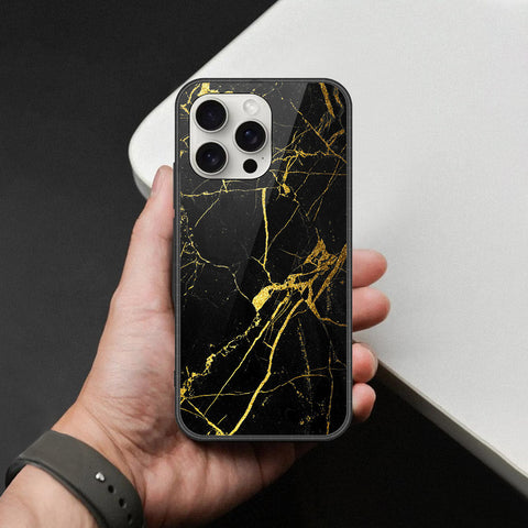 iPhone 16 Pro - Black Marble Series  - HQ Ultra Shine Premium Infinity Glass Soft Silicon Borders Case
