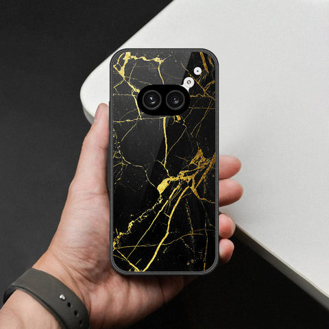 Nothing Phone 2a Cover - Black Marble Series  - HQ Ultra Shine Premium Infinity Glass Soft Silicon Borders Case