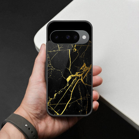 Google Pixel 10 Cover - Black Marble Series  - HQ Ultra Shine Premium Infinity Glass Soft Silicon Borders Case