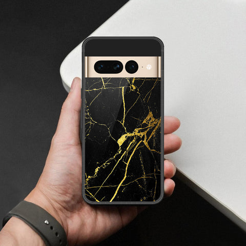 Google Pixel 7 Pro Cover - Black Marble Series  - HQ Ultra Shine Premium Infinity Glass Soft Silicon Borders Case