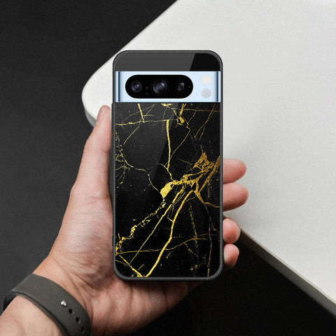 Google Pixel 8 Pro Cover - Black Marble Series  - HQ Ultra Shine Premium Infinity Glass Soft Silicon Borders Case