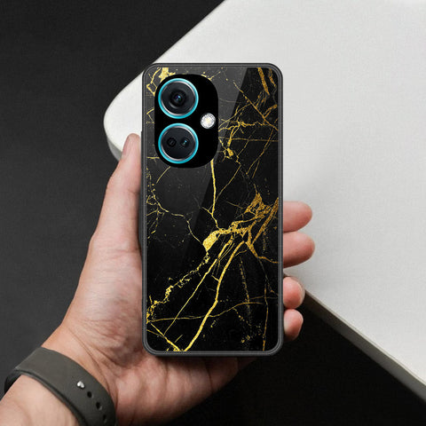 Oppo K11 Cover - Black Marble Series  - HQ Ultra Shine Premium Infinity Glass Soft Silicon Borders Case
