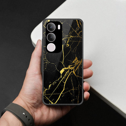 Vivo Y19s Cover - Black Marble Series  - HQ Ultra Shine Premium Infinity Glass Soft Silicon Borders Case