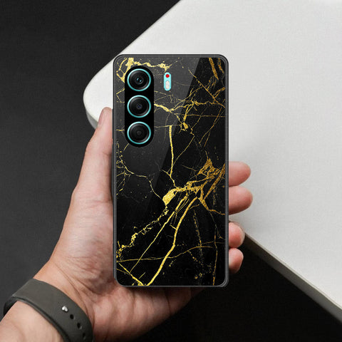 Tecno Camon 40 Pro Cover - Black Marble Series  - HQ Ultra Shine Premium Infinity Glass Soft Silicon Borders Case