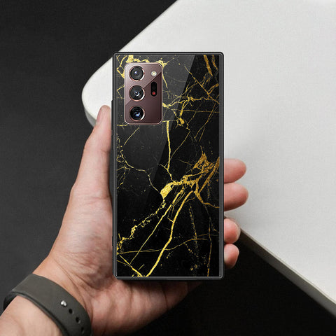 Samsung Galaxy Note 20 Ultra Cover - Black Marble Series  - HQ Ultra Shine Premium Infinity Glass Soft Silicon Borders Case