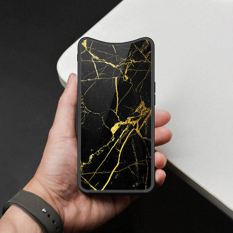 Oppo Find X Cover - Black Marble Series  - HQ Ultra Shine Premium Infinity Glass Soft Silicon Borders Case