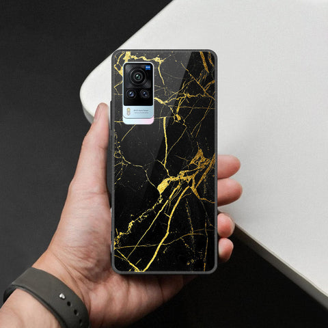 Vivo X60 Cover - Black Marble Series  - HQ Ultra Shine Premium Infinity Glass Soft Silicon Borders Case