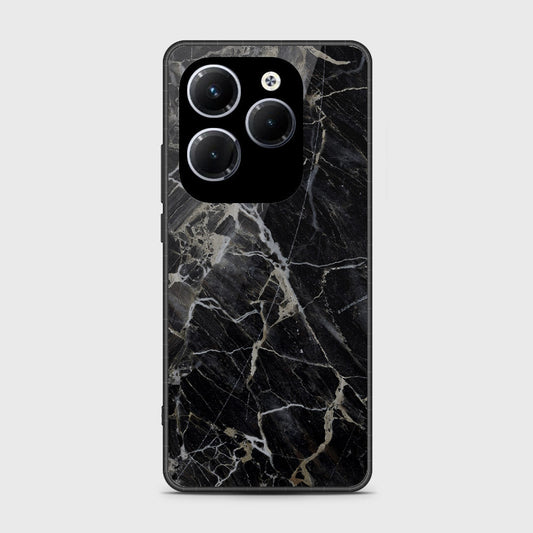 Infinix Hot 40 Pro Cover- Black Marble Series - HQ Ultra Shine Premium Infinity Glass Soft Silicon Borders Case