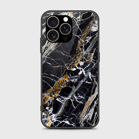 iPhone 15 Pro Cover- Black Marble Series - HQ Ultra Shine Premium Infinity Glass Soft Silicon Borders Case (Fast Delivery)
