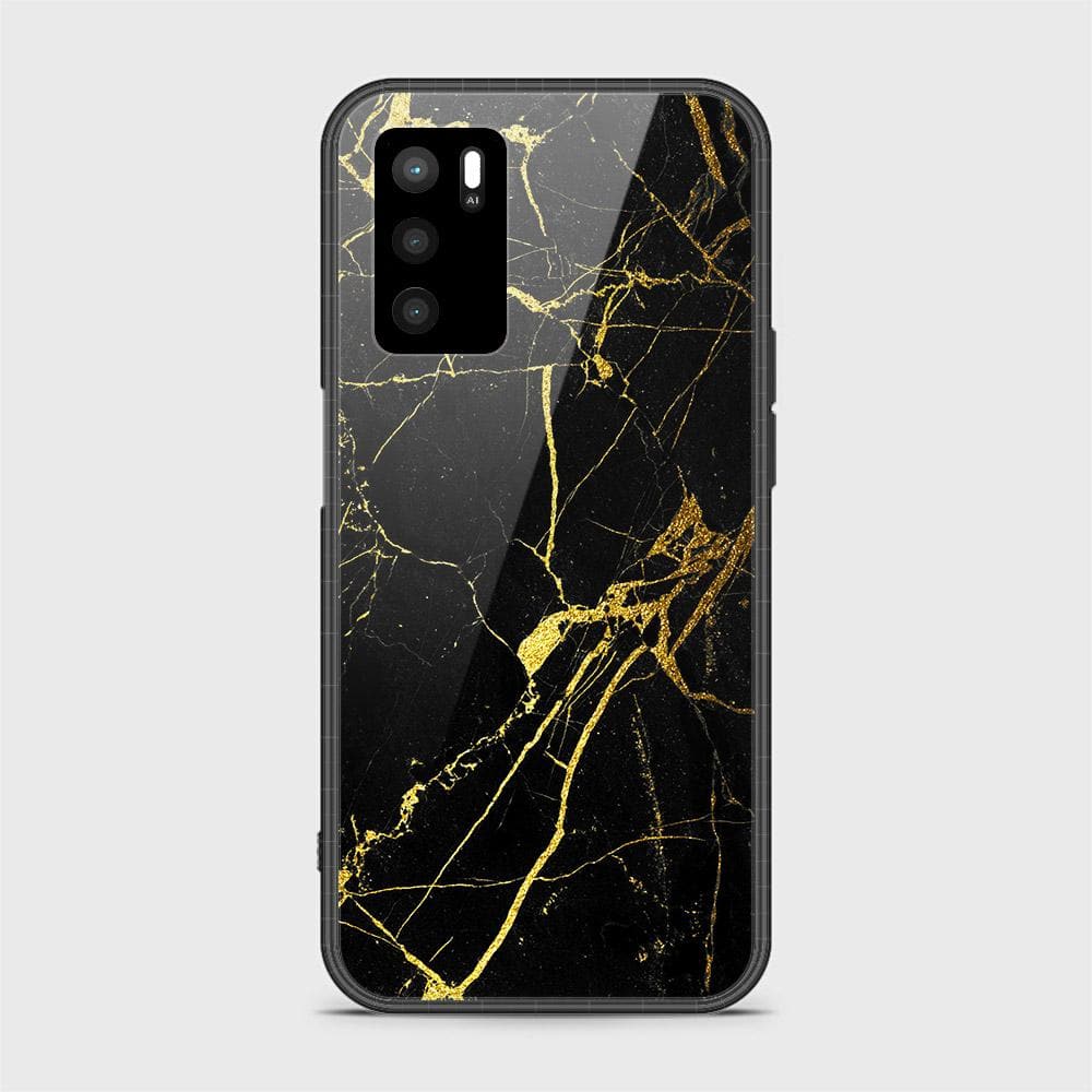 Oppo A16 Cover- Black Marble Series - D6 - HQ Ultra Shine Premium Infinity Glass Soft Silicon Borders Case ( Fast Delivery )