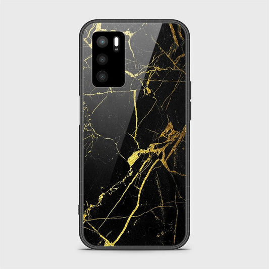 Oppo A16 Cover- Black Marble Series - ( D6 ) HQ Ultra Shine Premium Infinity Glass Soft Silicon Borders Case ( Fast Delivery )
