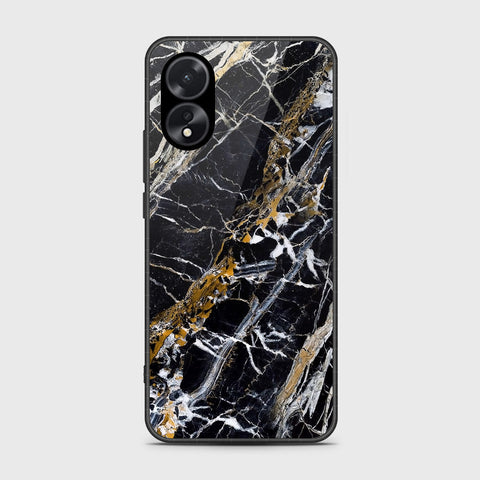 Oppo A18 Cover- Black Marble Series - HQ Ultra Shine Premium Infinity Glass Soft Silicon Borders Case