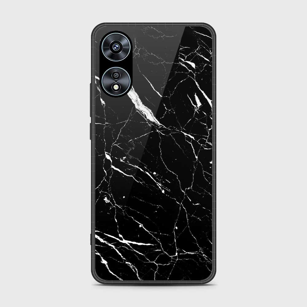 Oppo A58 4G Cover- Black Marble Series - HQ Ultra Shine Premium Infinity Glass Soft Silicon Borders Case (Fast Delivery)