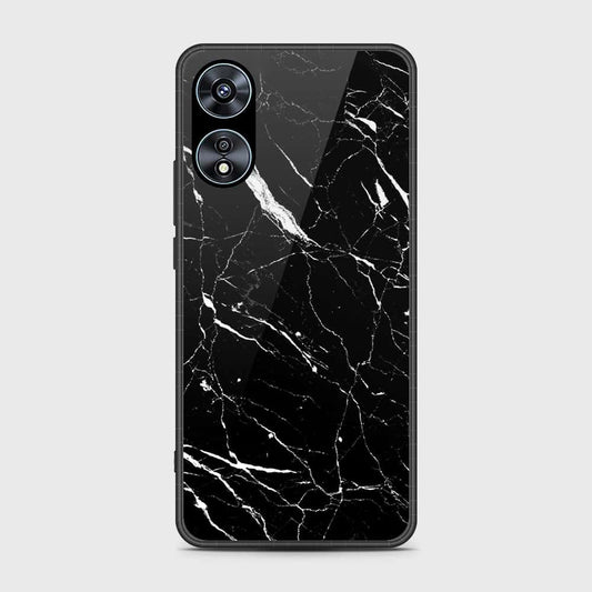 Oppo A58 4G Cover- Black Marble Series - HQ Ultra Shine Premium Infinity Glass Soft Silicon Borders Case (Fast Delivery)