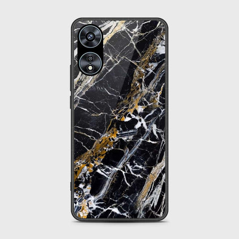 Oppo A58 4G Cover- Black Marble Series - HQ Ultra Shine Premium Infinity Glass Soft Silicon Borders Case (Fast Delivery) (SU)