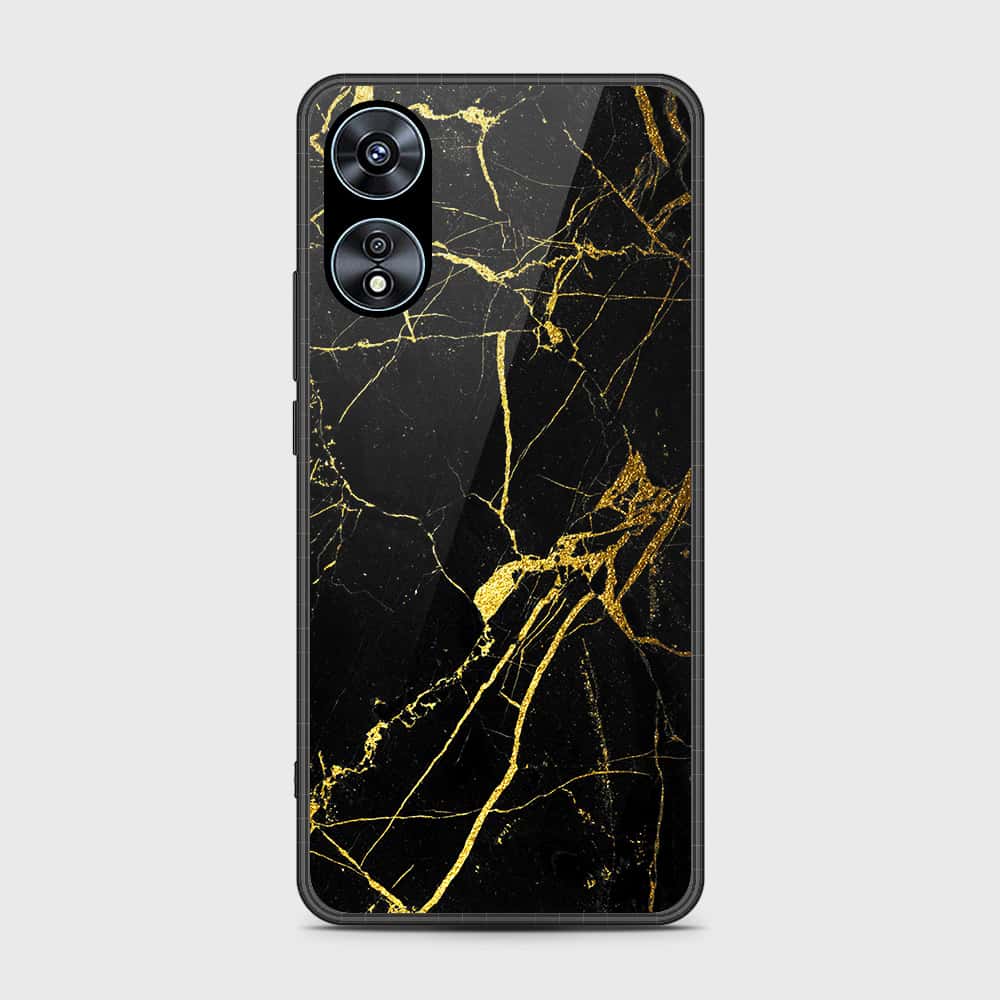 Oppo A58 4G Cover- Black Marble Series - HQ Ultra Shine Premium Infinity Glass Soft Silicon Borders Case (Fast Delivery)