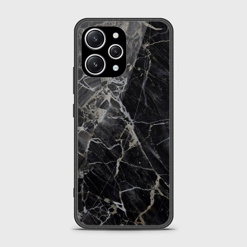 Xiaomi Redmi 12 4G Cover- Black Marble Series - HQ Ultra Shine Premium Infinity Glass Soft Silicon Borders Case (Fast Delivery)