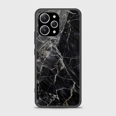 Xiaomi Redmi 12 4G Cover- Black Marble Series - HQ Ultra Shine Premium Infinity Glass Soft Silicon Borders Case (Fast Delivery)