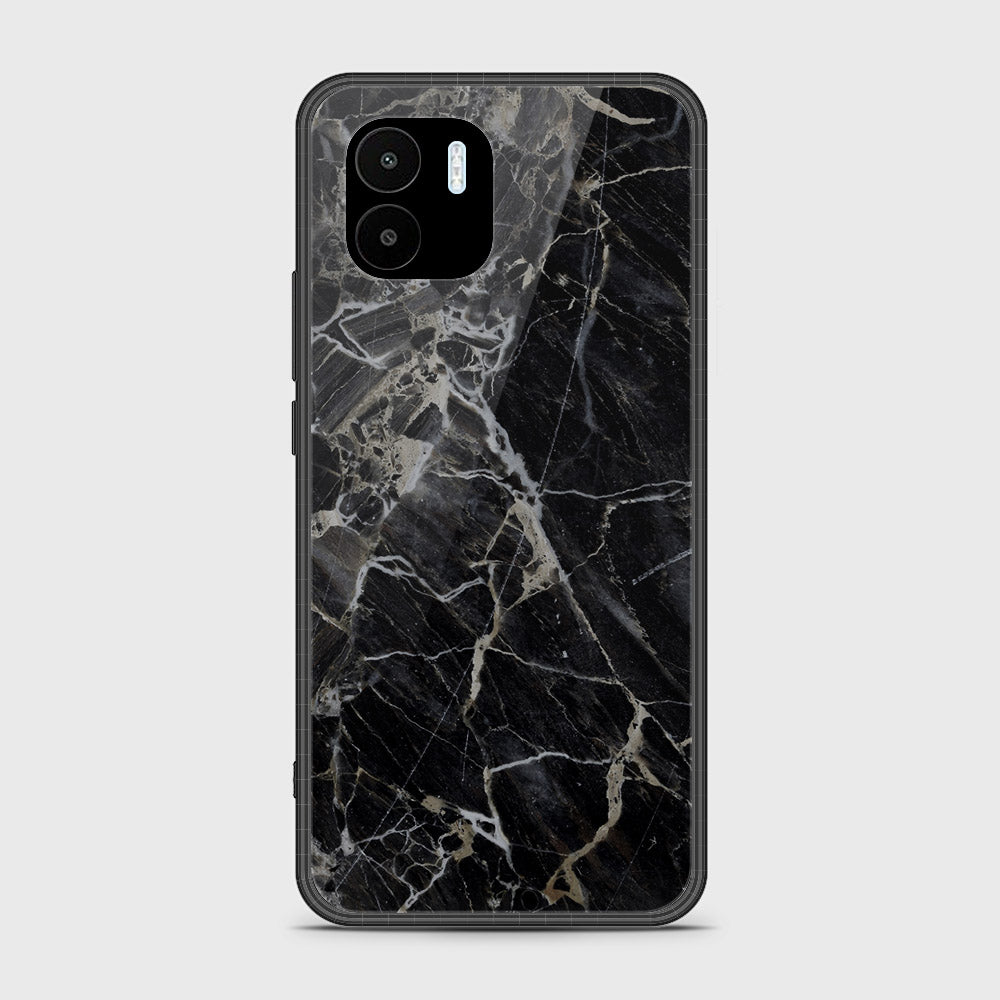 Xiaomi Redmi A2 2023 Cover - Black Marble Series - HQ Ultra Shine Premium Infinity Glass Soft Silicon Borders Case (Fast Delivery)