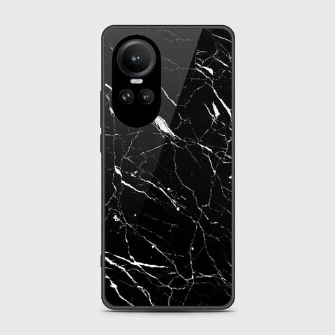 Oppo Reno 10 Pro Cover- Black Marble Series - HQ Ultra Shine Premium Infinity Glass Soft Silicon Borders Case
