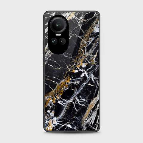 Oppo Reno 10 Pro Cover- Black Marble Series - HQ Ultra Shine Premium Infinity Glass Soft Silicon Borders Case