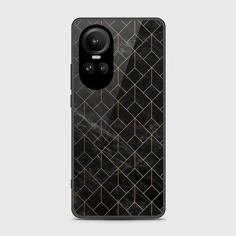 Oppo Reno 10 Pro Cover- Black Marble Series - HQ Ultra Shine Premium Infinity Glass Soft Silicon Borders Case