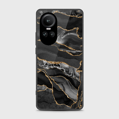 Oppo Reno 10 Pro Cover- Black Marble Series - HQ Ultra Shine Premium Infinity Glass Soft Silicon Borders Case