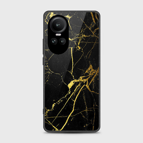 Oppo Reno 10 Pro Cover- Black Marble Series - HQ Ultra Shine Premium Infinity Glass Soft Silicon Borders Case