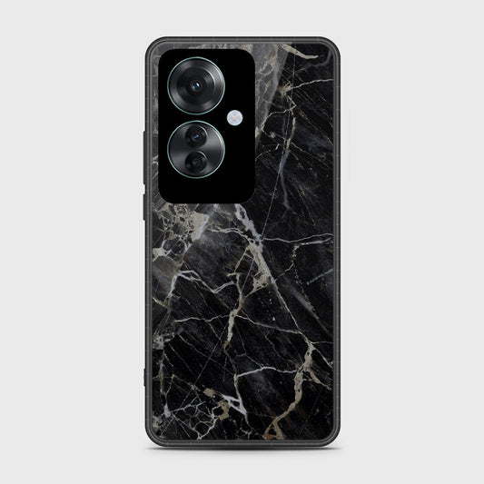 Oppo Reno 11F 5G Cover- Black Marble Series - HQ Ultra Shine Premium Infinity Glass Soft Silicon Borders Case