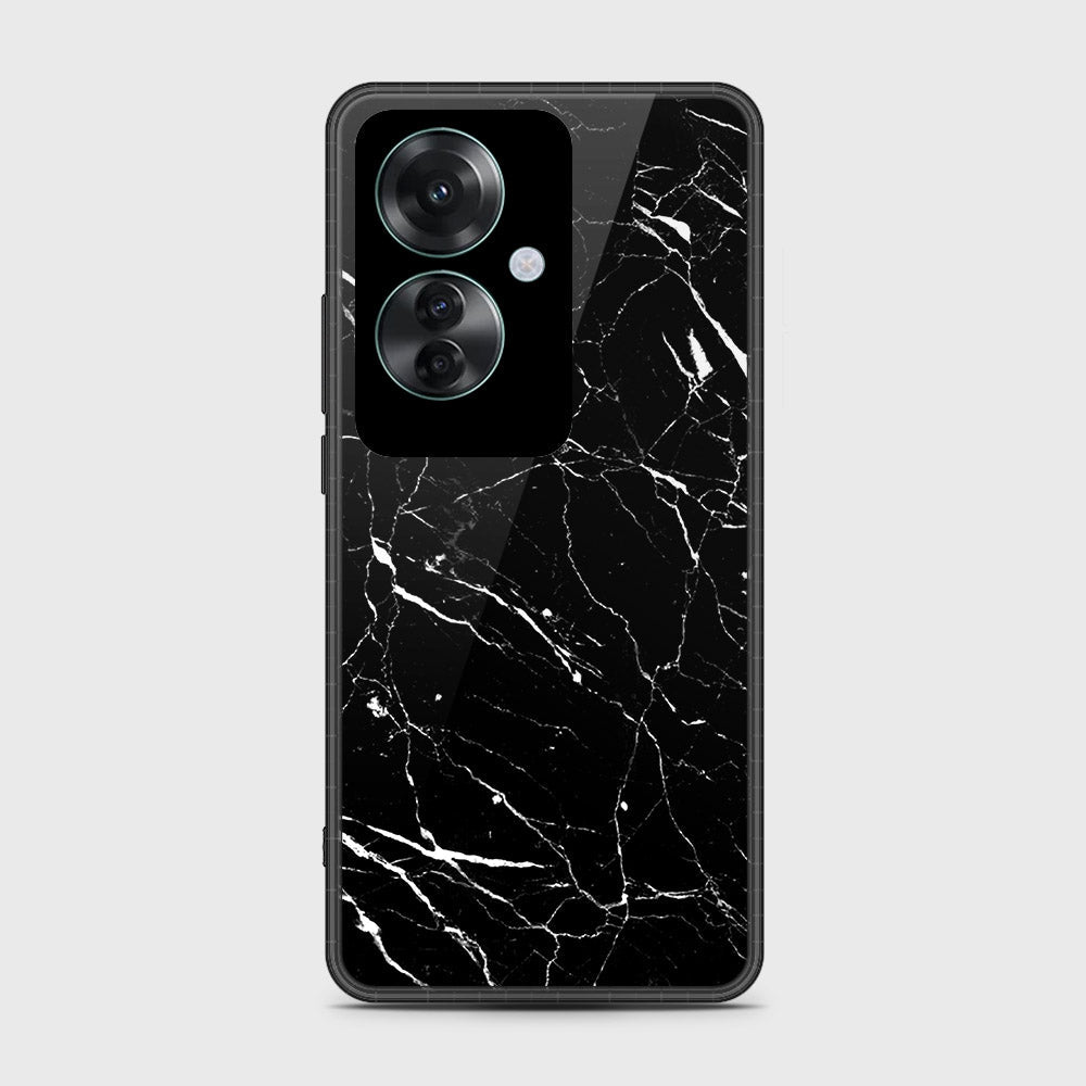 Oppo Reno 11F 5G Cover- Black Marble Series - HQ Ultra Shine Premium Infinity Glass Soft Silicon Borders Case (Fast Delivery) (A)