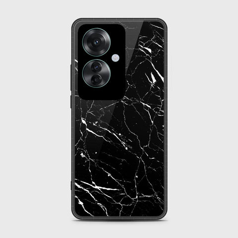 Oppo Reno 11F 5G Cover- Black Marble Series - HQ Ultra Shine Premium Infinity Glass Soft Silicon Borders Case