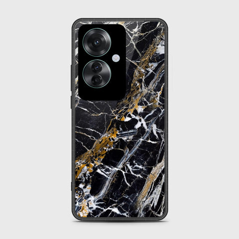 Oppo Reno 11F 5G Cover- Black Marble Series - HQ Ultra Shine Premium Infinity Glass Soft Silicon Borders Case