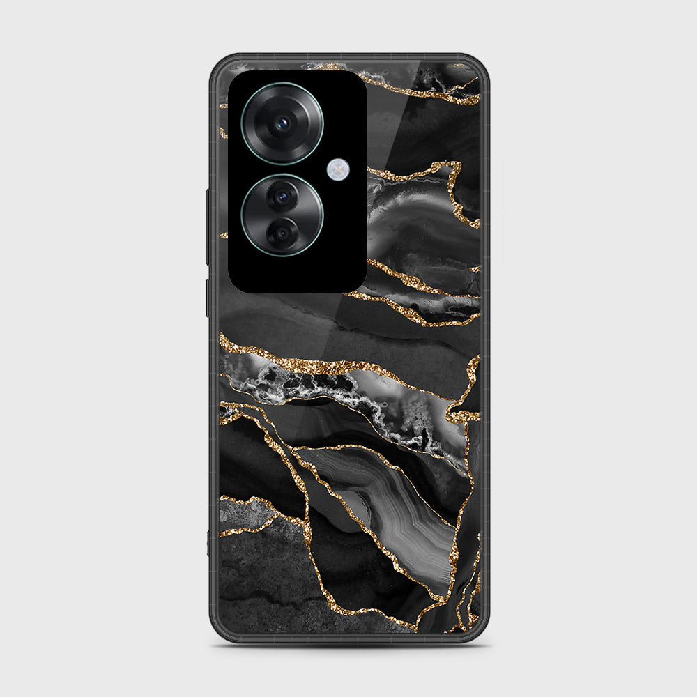Oppo Reno 11F 5G Cover- Black Marble Series - HQ Ultra Shine Premium Infinity Glass Soft Silicon Borders Case (Fast Delivery)