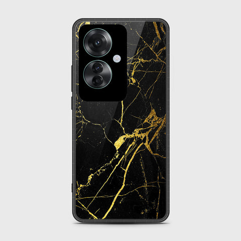 Oppo Reno 11F 5G Cover- Black Marble Series - HQ Ultra Shine Premium Infinity Glass Soft Silicon Borders Case