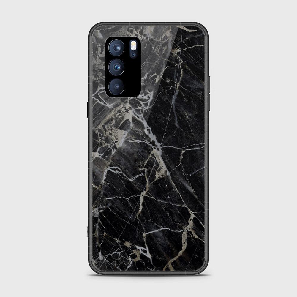 Oppo Reno 6 Pro 5G Cover - Black Marble Series - D384 - HQ Ultra Shine Premium Infinity Glass Soft Silicon Borders Case ( Fast Delivery )