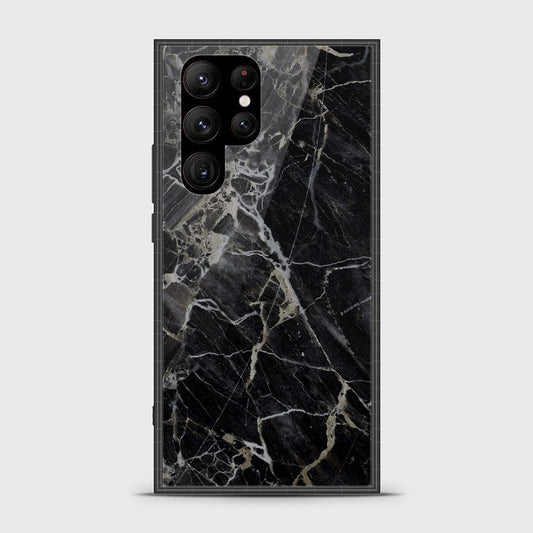 Samsung Galaxy S23 Ultra 5G Cover- Black Marble Series - HQ Ultra Shine Premium Infinity Glass Soft Silicon Borders Case (Fast Delivery)