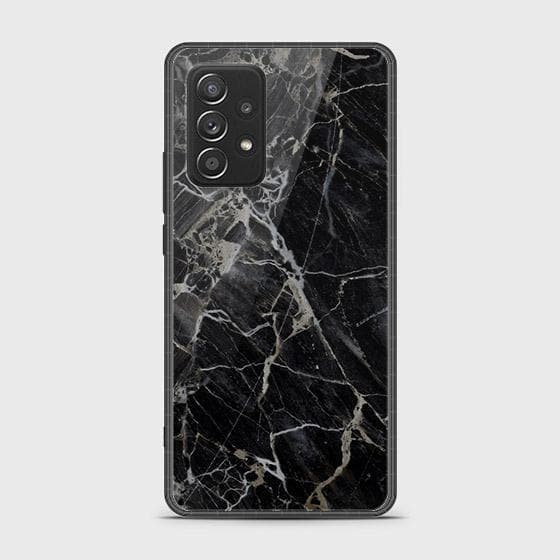 Samsung Galaxy A52 Cover - Black Marble Series - D36  - HQ Ultra Shine Premium Infinity Glass Soft Silicon Borders Case ( Fast Delivery )