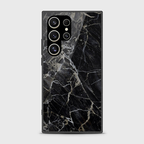 Samsung Galaxy S24 Ultra Cover- Black Marble Series - HQ Ultra Shine Premium Infinity Glass Soft Silicon Borders Case (Fast Delivery)