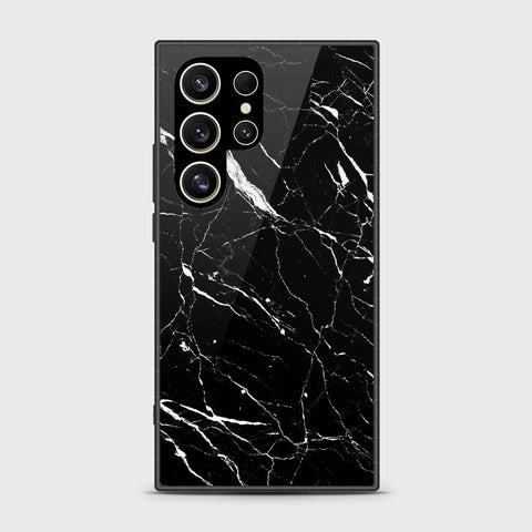 Samsung Galaxy S24 Ultra Cover- Black Marble Series - HQ Ultra Shine Premium Infinity Glass Soft Silicon Borders Case (Fast Delivery) (SU)