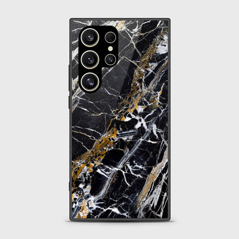 Samsung Galaxy S24 Ultra Cover- Black Marble Series - HQ Ultra Shine Premium Infinity Glass Soft Silicon Borders Case (Fast Delivery)