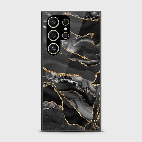 Samsung Galaxy S24 Ultra Cover- Black Marble Series - HQ Ultra Shine Premium Infinity Glass Soft Silicon Borders Case (Fast Delivery)