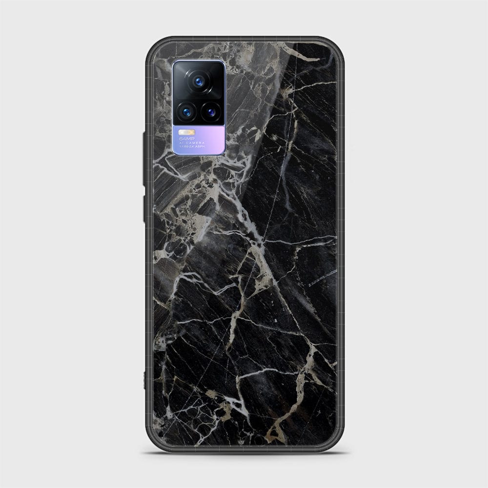 Vivo V21e/Y73 Cover - Design 439 Black Marble Series - HQ Ultra Shine Premium Infinity Glass Soft Silicon Borders Case (Fast Dilvery)