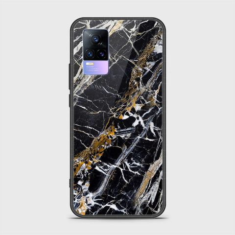 Vivo V21e Cover - Black Marble Series - HQ Ultra Shine Premium Infinity Glass Soft Silicon Borders Casee (Fast Delivery)