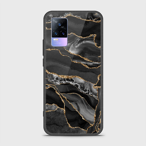 Vivo V21e Cover - Black Marble Series - HQ Ultra Shine Premium Infinity Glass Soft Silicon Borders Casee (Fast Delivery)