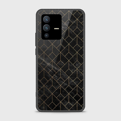 Vivo V23 5G Cover - Black Marble Series - D9 - HQ Ultra Shine Premium Infinity Glass Soft Silicon Borders Case ( Fast Delivery )