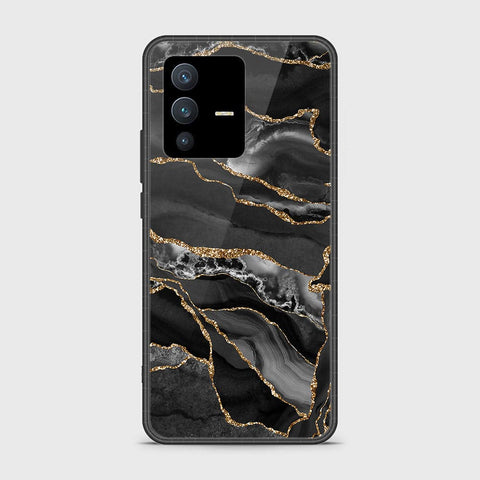 Vivo V23 5G Cover - Black Marble Series - D9 - HQ Ultra Shine Premium Infinity Glass Soft Silicon Borders Case ( Fast Delivery )