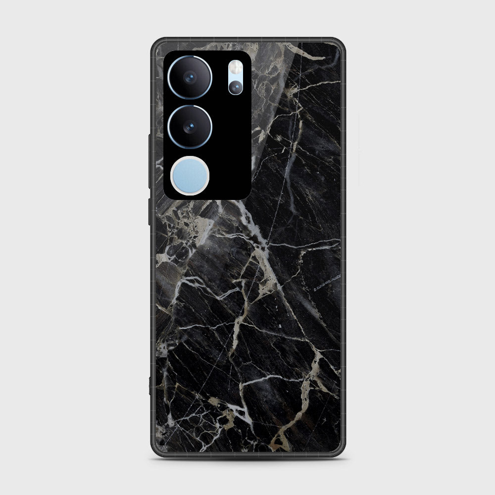 Vivo V29 Cover- Black Marble Series - HQ Ultra Shine Premium Infinity Glass Soft Silicon Borders Case (Fast Delivery) (SU)